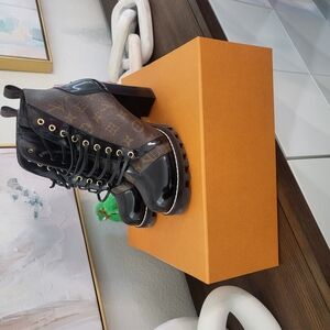 Black and Brown Lace-Up Ankle Boots